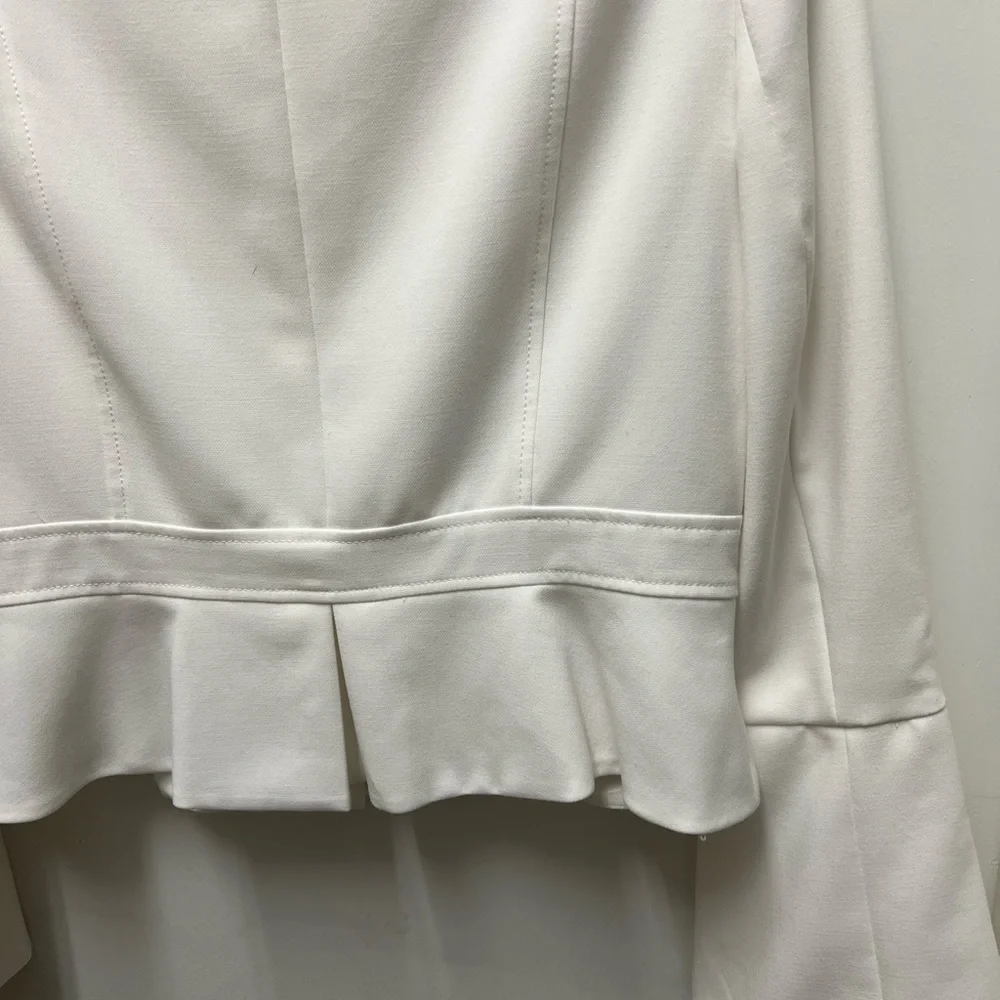 White House Black Market White Peplum Blazer long bell sleeve size 10 - Picture 4 of 9